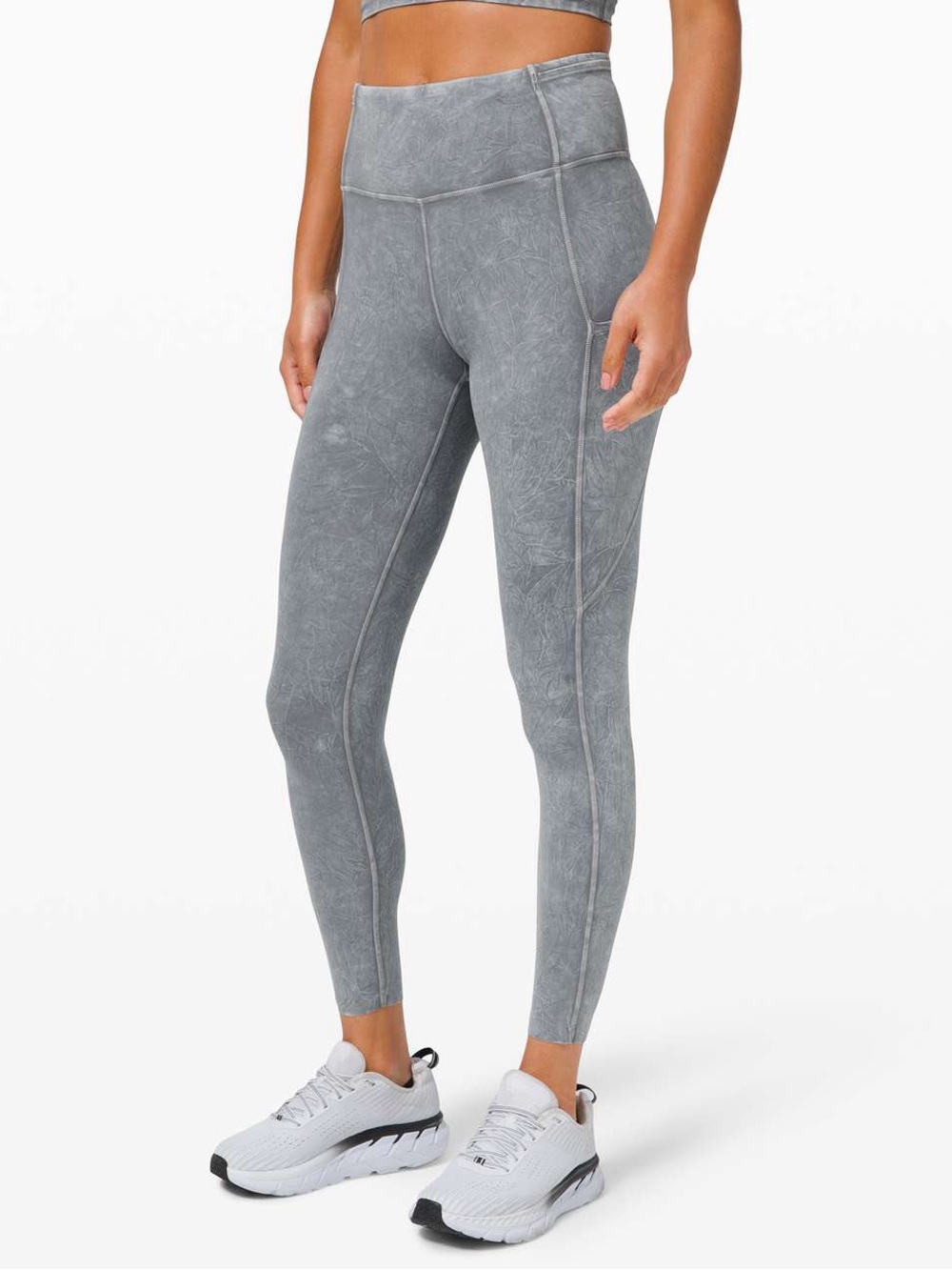 Lululemon Fast and Free High-Rise Tight 25” Ice Dye Ice Wash Asphalt Grey Size 8